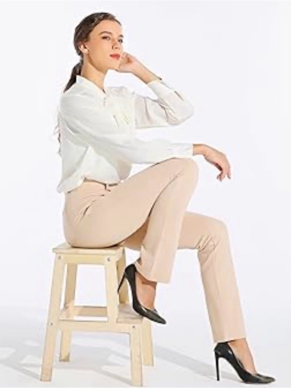 Lauren Ralph Lauren Off-White Slim Straight Pants